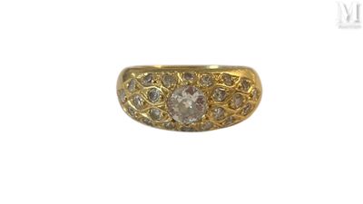 Bague diamant Bague jonc en or jaune 18k (750°/°°) sertie d'… - Photo 1