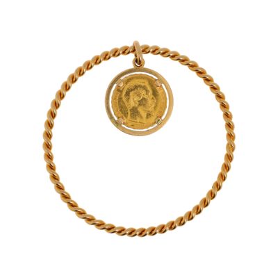 Bracelet jonc torsadé en or jaune 18K (750°/°°) retenant en … - Photo 1