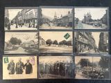 several old black and white photographs of men and women on a city street