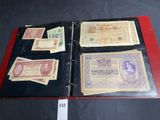 a red binder with five different notes on it sitting on top of a table