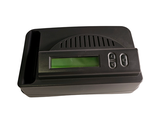 an image of a black electronic device with a green display