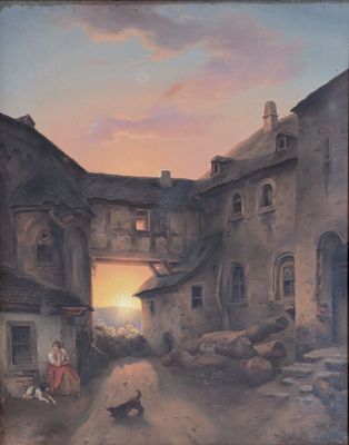 Carl Johann HEMERLEIN (1807-1884), Cour du monastère abandon…