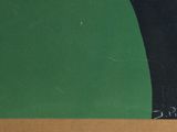 an image of a painting of a black cat with a green background