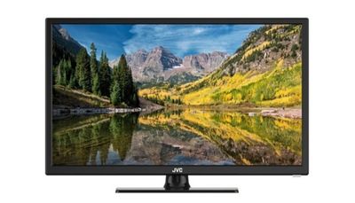 Le téléviseur Full HD LG de 32 pouces est présenté avec un paysage de montagne en arrière-plan.