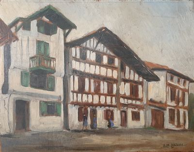 une peinture représentant un bâtiment, peinte sur le mur