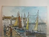 une image d'une peinture de bateaux sur l'eau