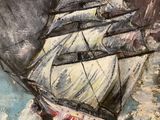 a painting of a sailboat in the water