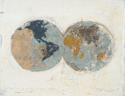 une image représentant un tableau montrant deux globes terrestres sur fond blanc