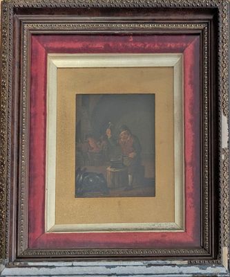 tableau représentant un homme et une femme assis à une table devant une fenêtre