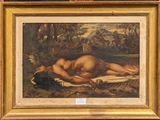 an image of a painting of a naked woman laying on a blanket
