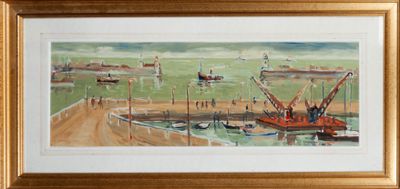 LOUIS CAZALS (1912-1995), « Sur le port », 1978, Huile sur panneau sig