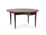 an oval dining table with two leaves on the top