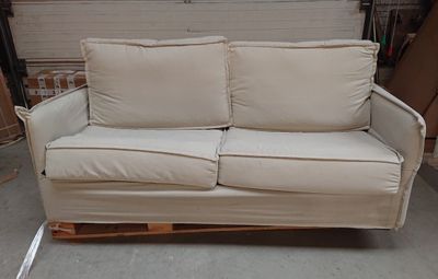 Canapé convertible SAMSA KAVE HOME, tissu effet lin beige dé…
