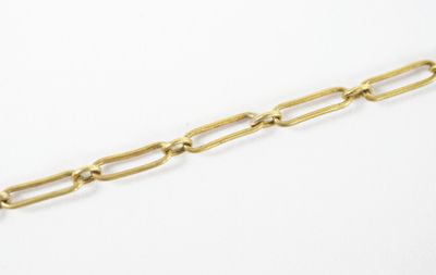 a close up of a gold chain on a white background