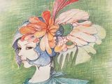 tableau représentant une femme avec une fleur dans les cheveux