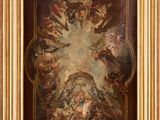 an oil painting of a painting of a man surrounded by angels