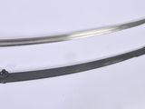 two swords that are on display on a white surface