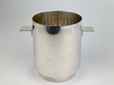a stainless steel pot with a handle on a white background