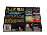 the back cover of a video game called paladin quest, with a picture of a man on a horse