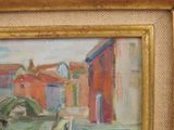 a picture of a painting of a street with buildings in the background