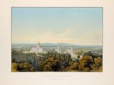 an image of a painting of a view of a city from a hill