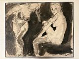 drawing of a man and a woman sitting on a couch