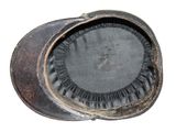 a black hat with a leather band and a black hat with a leather band