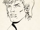 drawing of a man in a suit and tie with a tie around his neck