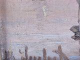 an image of a painting of a cat sitting on a ledge