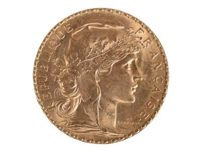 Pièce de 20 francs or au coq, 1909. Petites usures. - Photo 1