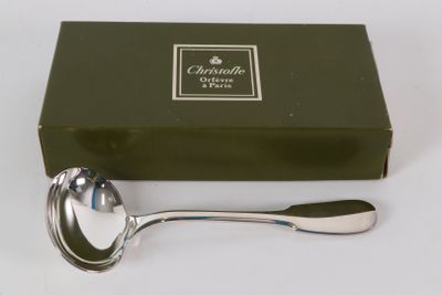 une cuillère en argent et une boîte verte posées sur une surface blanche