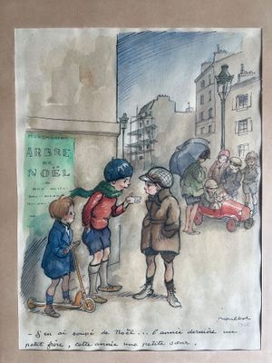 un dessin représentant un garçon et une fille en train de discuter