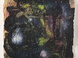 an abstract painting of fruit and vegetables on a piece of paper