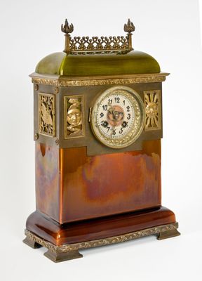 Pendule borne en céramique rouge flammé et vert,de plaque de…