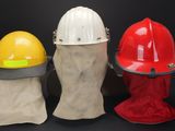 three different types of hard hats are lined up against a black background
