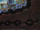 a painting of a train on the side of a building