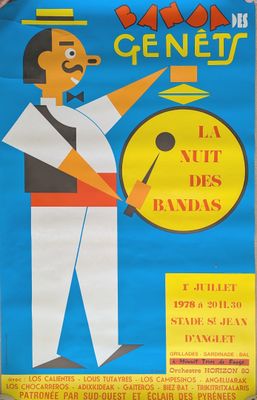 poster of a man holding a tennis racquet in front of a clock