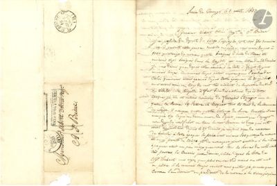un vieux document comportant des inscriptions et un cachet
