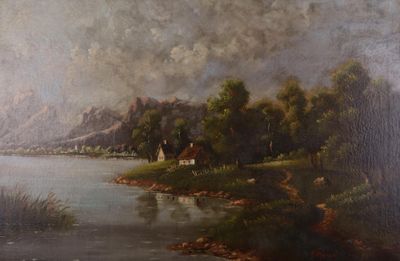 CHARANT (XXe siècle) Maisons au bord d'un lac de montagne