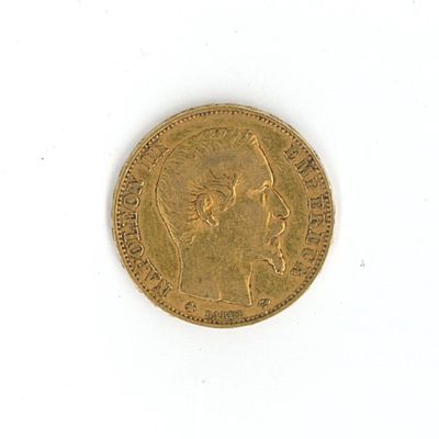 monnaie en or : 20 FF Napoléon III tête nue 1859 BB - Photo 1