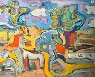 un tableau représentant un cheval et un homme à cheval