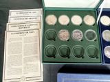 a lot of coins in a box on a table