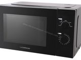 black microwave oven sitting on top of a white counter top