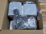 a cardboard box with a bunch of items inside of it