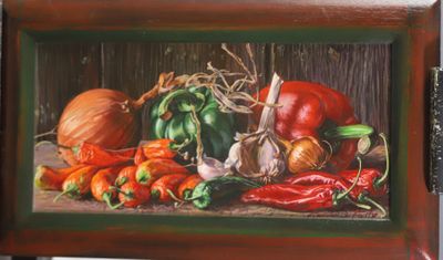 une photo d'un tableau représentant des légumes posés sur une table
