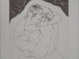 an image of a drawing of a woman sitting on the ground
