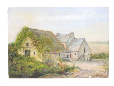 École du XXe siècle. Chaumière à la façade fleurie. - Photo 1