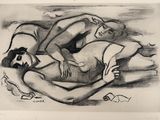une image représentant un dessin d'un homme et d'une femme allongés sur un lit