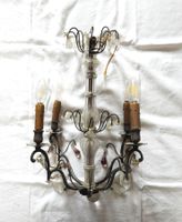 LUSTRE CAGE à quatre bras de lumière en fer laqué noir et pa…