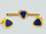 pair of lapis and gold cufflinks with lapis stones